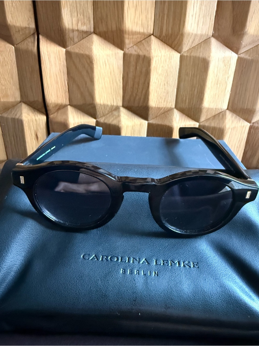 Carolina Lemke Black Round Women's Sunglasses
